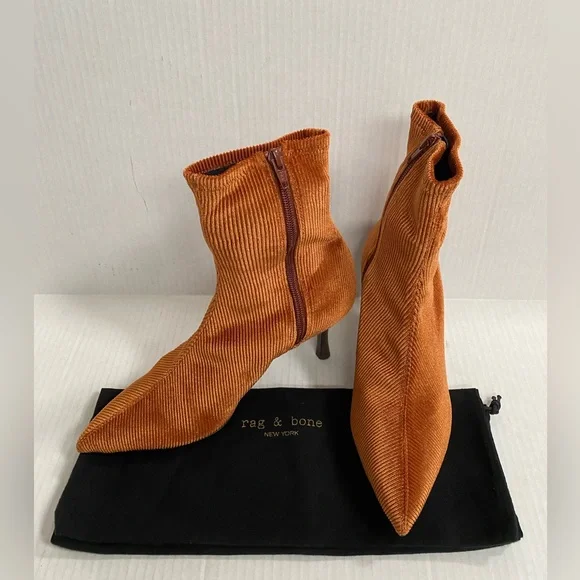 rag & bone Rust Ribbed Ankle Booties - Picture 3 of 7